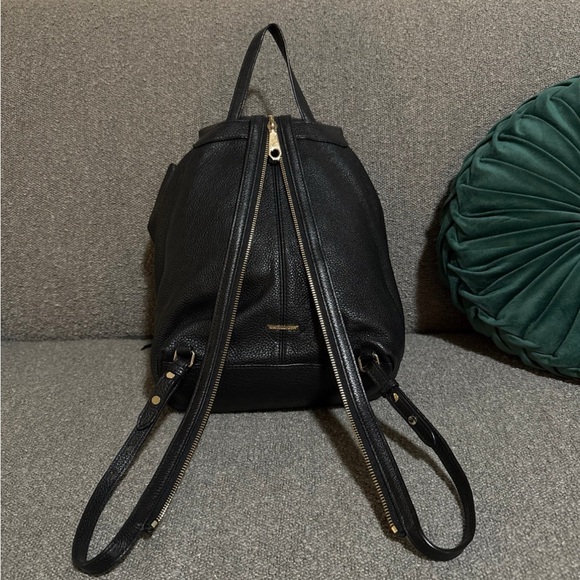 Rebecca Minkoff Black Leather Backpack with Gold Accents - Picture 2 of 5
